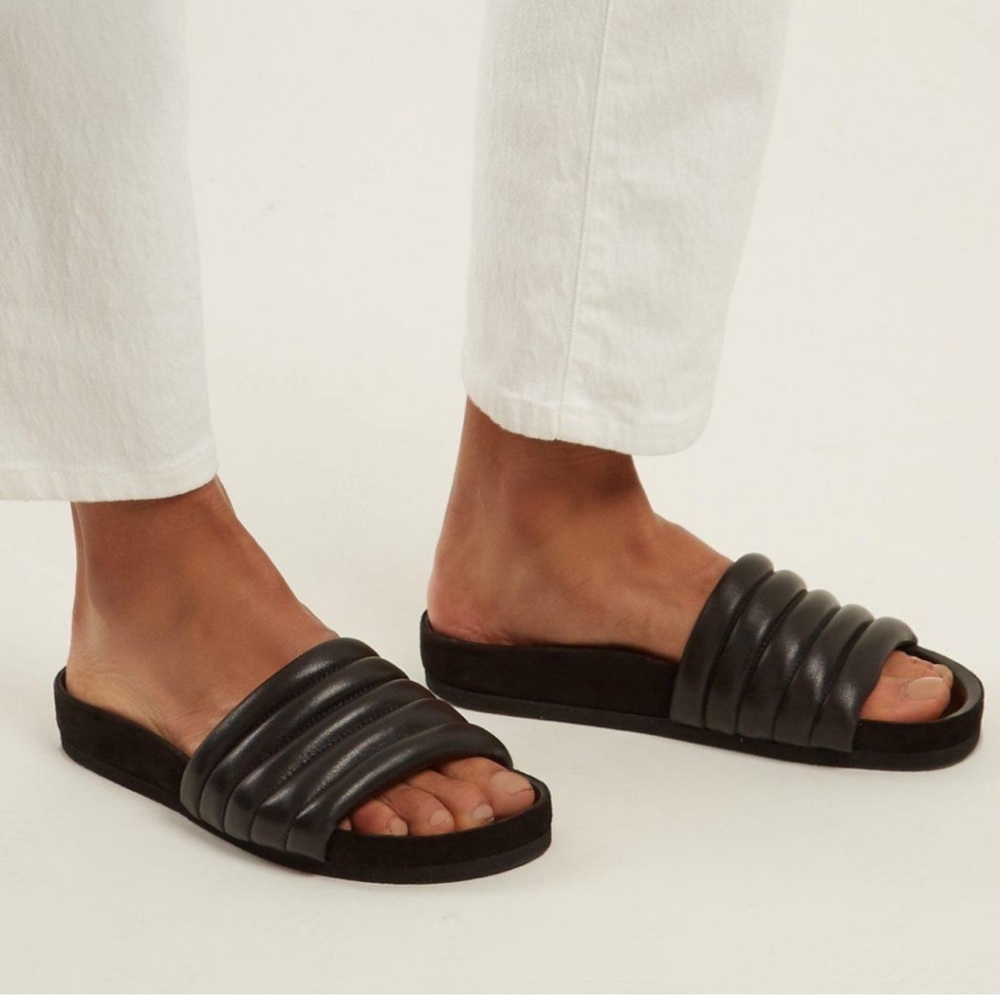Isabel Marant Quilted Hellea Black Leather Slides - Picture 9 of 9